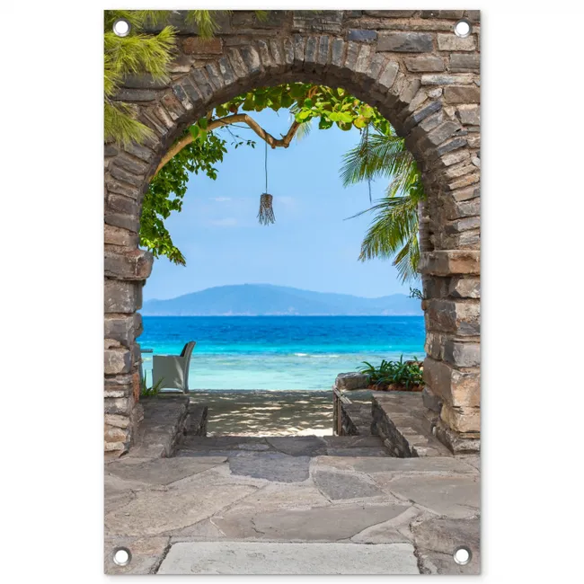 Een poort naar paradijs tuinposter los doek klein -3d