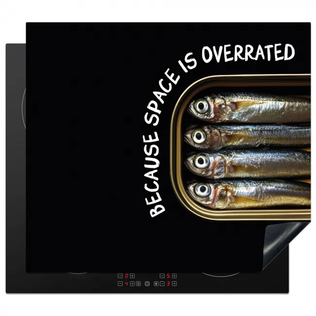 Sardines - Tekst - Vis - Blik Inductie beschermer vinyl 3mm middel -3d