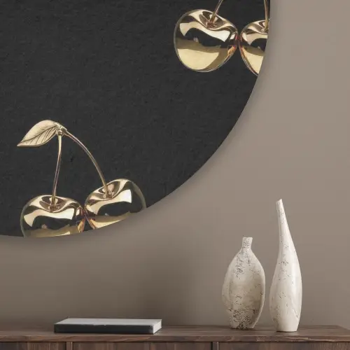 Patroon - Kersen - Goud - Chrome Akoestische PET Vilt - Rond klein -sfeer5_closeup
