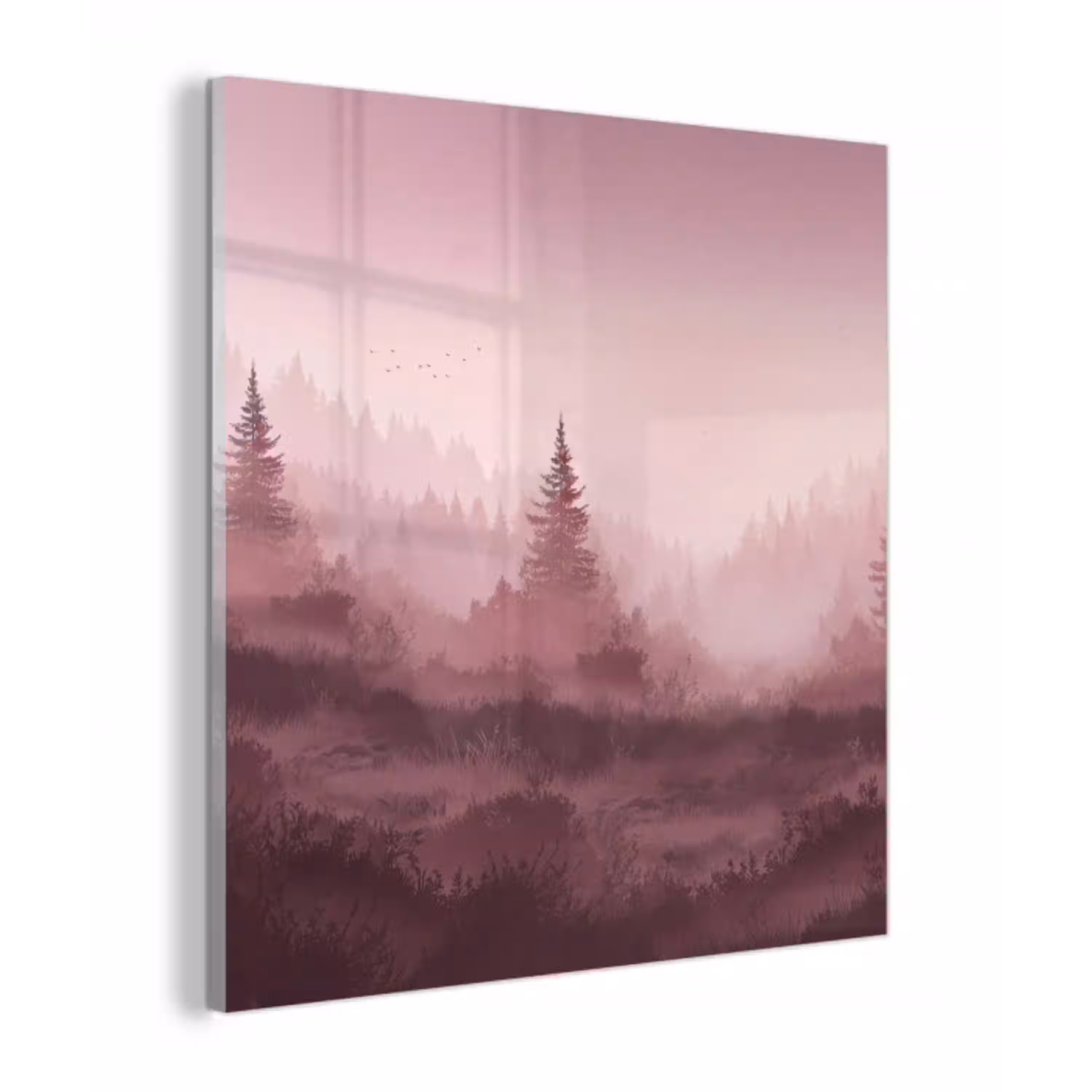 Landschap - Mistig - Roze plexiglas 5mm klein -z3d