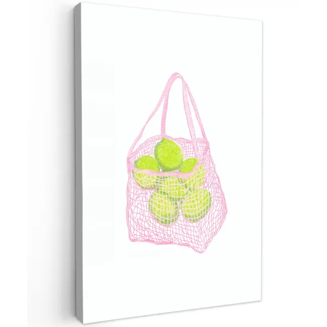 Netzakje - Roze - Illustratie - Limoenen Tuinposter op houten frame 2 cm dik klein -3d