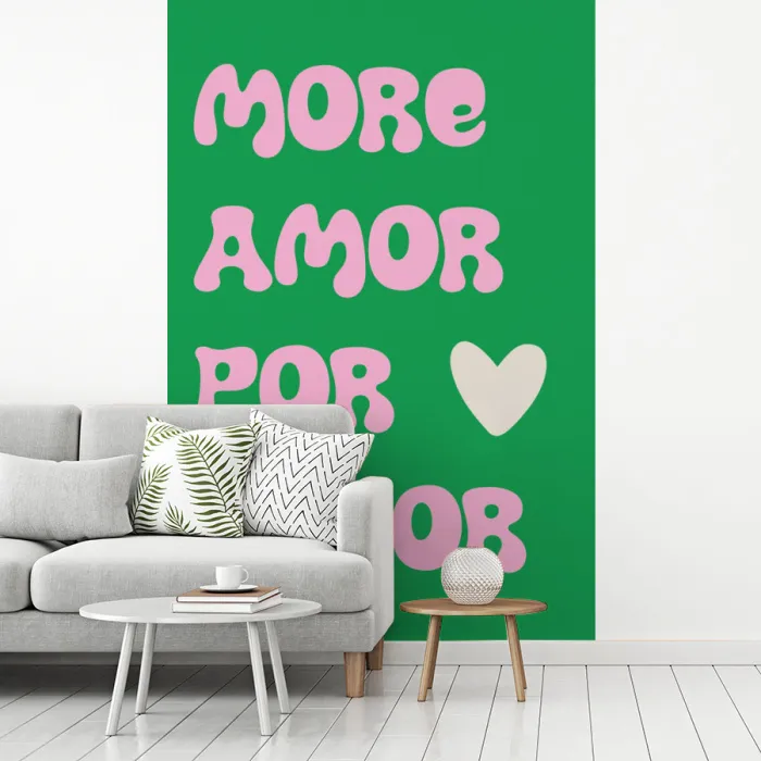 Amor - Valentijn - Groen - Tekst fotobehang vinyl groot -woonkamer