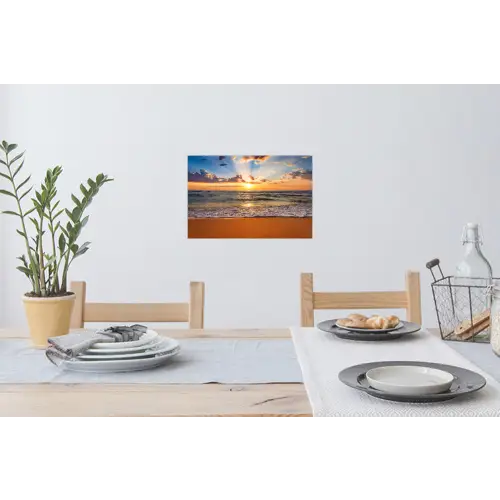 Strand - Zonsondergang - Zee - Wolken - Horizon Muursticker klein -eettafel