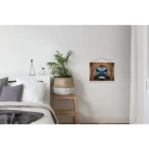 Schotse hooglander - Neus - Bruin textielposter latten blank klein -woonkamer