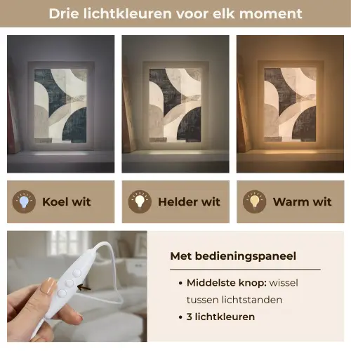 Abstract - Vormen - Modern - Beige Light Box met kabel (Tafellamp) klein -USP_lichtkleurNL