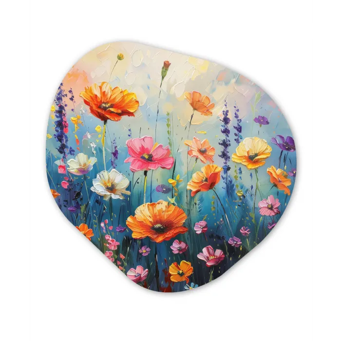 Bloemen - Natuur - Waterverf - Kunst Wandcirkel Organisch Forex 3mm klein -3d