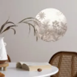 Jungle - Tropisch - Natuur -Vintage - Beige Wandcirkel behangsticker klein -sfeer3
