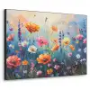 Bloemen - Natuur - Waterverf - Kunst Textielframe - compleet frame klein -3d