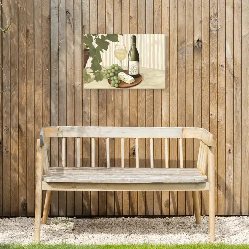 Wijn - Druiven - Kaas - Bladeren Tuinposter op houten frame 2 cm dik klein -sfeer4