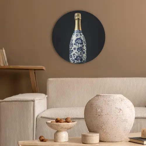 Champagne - Bloemen - Goud - Chique Akoestische PET Vilt - Rond klein -sfeer1