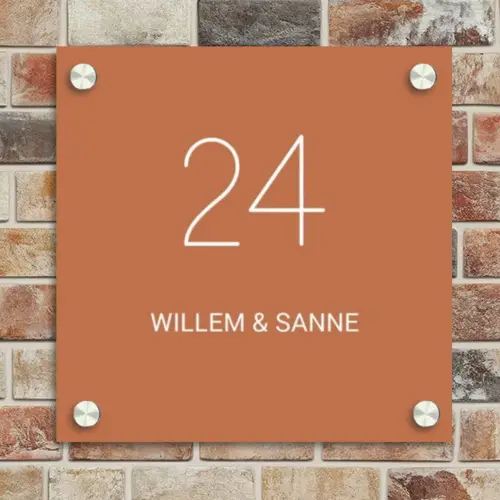 Terracotta - Klassiek Naambord Vierkant klein -sfeer2