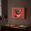 Amor - Hond  - Hartje - Rood Light Box met batterij (Wandlamp) middel -sfeer1