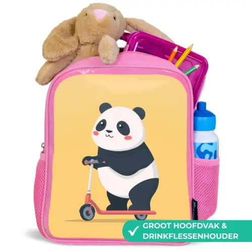 Panda - Step - Geel Kinderrugzak - Roze middel -inhoud_NL