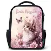 Kitten - Vlinders - Paars - Bloemen Rugzak - Zwart middel -3d