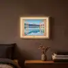 Doorkijk - Landschap - Winter - Meer - Bergen - Uitzicht Light Box met batterij (Wandlamp) middel -sfeer4