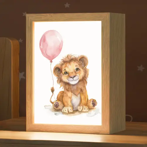 Leeuw - Baby dier - Dieren - Roze ballon Light Box met kabel klein -zzz_3d_website