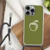 Lijntekening - Appel - Olijfgroen - Blaadje Hoesje iPhone 16 Pro Max met koord klein -sfeer4