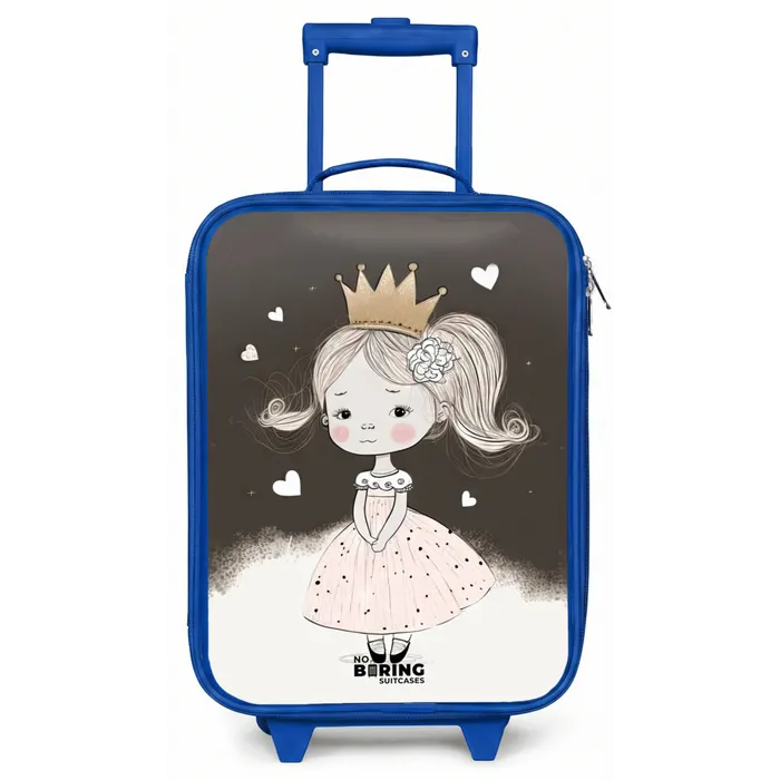 Verlegen prinses met bloem Kinderkoffer - Blauw klein -zz3dotto