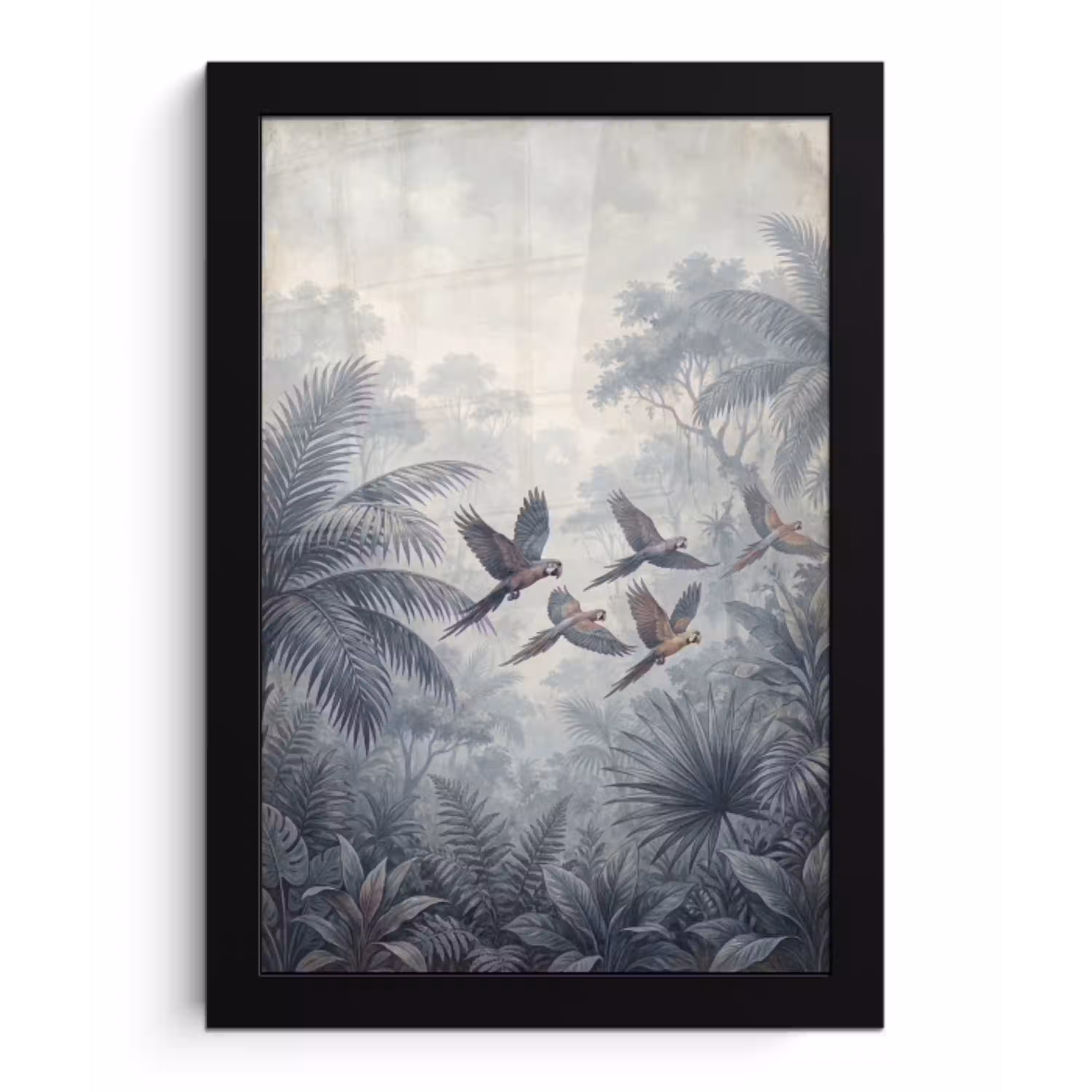 Vogel - Vliegend - Jungle - Vintage - Dieren fotolijst zwart zonder passe partout klein -3d