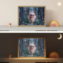 Elfje - Cartoon - Bos - Lichtjes Light Box met batterij (Wandlamp kind) middel -sfeer3_kind