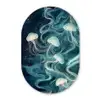 Kwallen - Zee - Wit - Golven Wandcirkel Ovaal Glas middel -3d