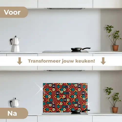 Bruin - Retro - Disco - Patroon keuken achterwand spatscherm klein 900 -voor_na_NL