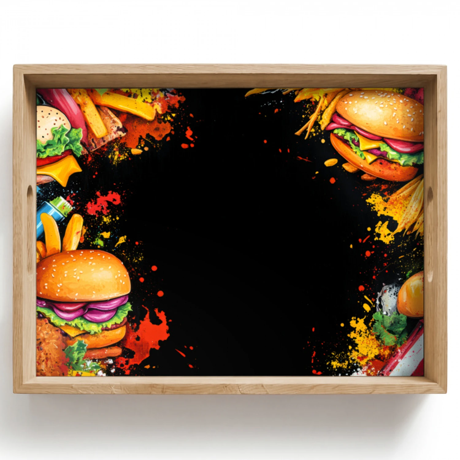 Fastfood - Graffiti - Hamburger - Eten - Modern Dienblad Rechthoek middel -z3d_shopping