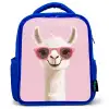 Lama - Wit - Zonnebril - Wimpers Kinderrugzak - Blauw middel -3d
