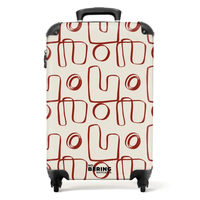 Donkerrode abstracte lijnen op beige achtergrond NBS - Handbagage koffer - Volwassenen Unisex middel -productfoto_recht