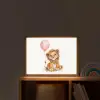 Leeuw - Baby dier - Dieren - Roze ballon Light Box met batterij (Wandlamp kind) middel -sfeer1_kind