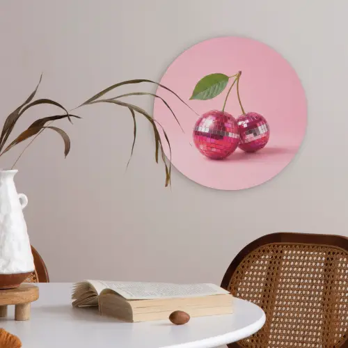 Disco - Kersen - Roze Akoestische PET Vilt - Rond klein -sfeer3