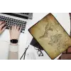 Wereldkaart - Vintage - Antiek - Bruin - Papier laptophoes neopreen klein -bureau