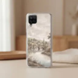 Dorp - Brug - Uitzicht - Groen Telefoonhoesje Samsung Galaxy A12 klein -sfeer2