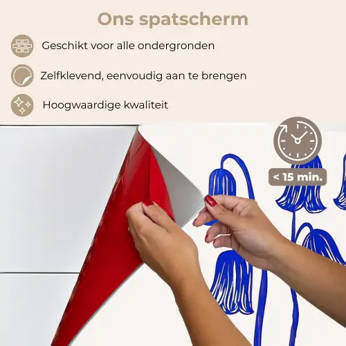 Bloemen - Blauw - Lijnen - Bloemblaadjes keuken achterwand spatscherm klein -spatscherm_NL