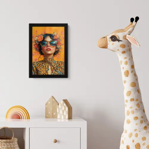 Vrouw - Bloemen - Aesthetic - Oranje fotolijst zwart zonder passe partout klein -usfeer4_kinderkamer