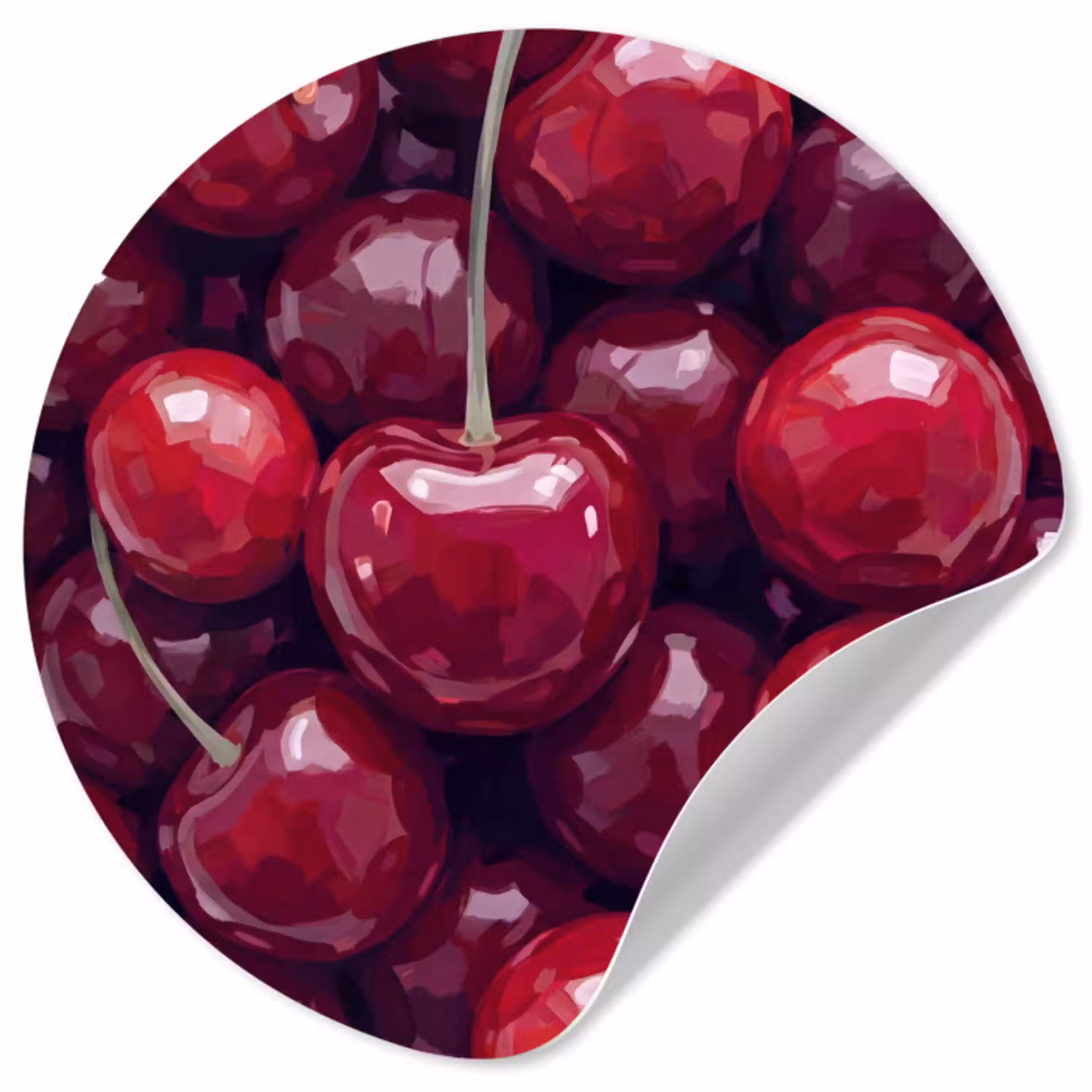 Fruit - Kersen - Eten - Modern - Rood Wandcirkel behangsticker klein -3d
