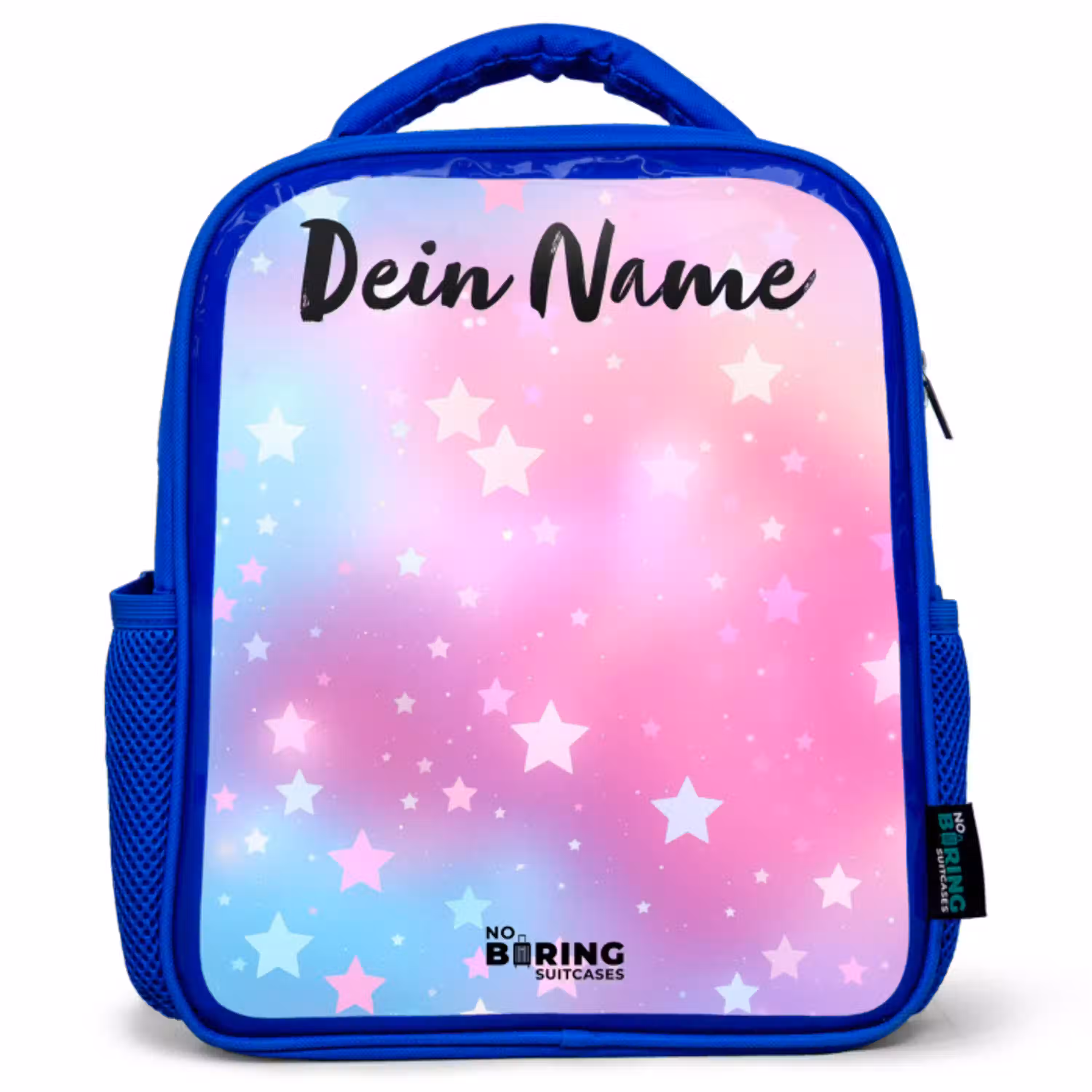 Sterren - Roze - Blauw Kinderrugzak - Blauw middel -3d