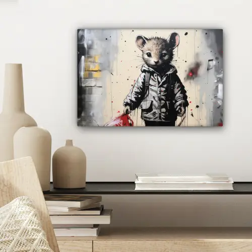 Muisje - Rood - Graffiti canvas 2cm klein -sfeer6