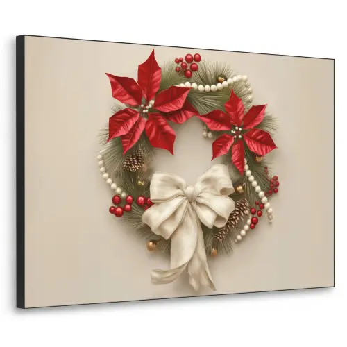 Deurkrans - Strik - Kerst - Rood - Groen Textielframe - compleet frame klein -3d
