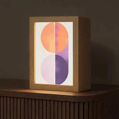 Cirkels - Abstract - Paars Light Box met kabel (Tafellamp) klein -z3d_website