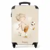 Jongen met een voetbal in beige kleuren NBS - Handbagage koffer - Volwassenen Unisex middel -productfoto_recht