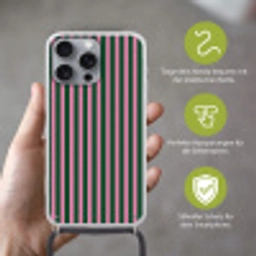 Verticale strepen - Groen - Roze Hoesje iPhone 16 Pro Max met koord klein 804 -sfeer2_DE