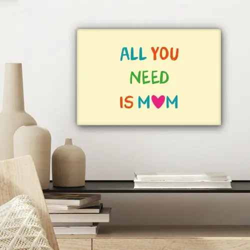 Hartje -  Moeder - Tekst - Kleurrijk canvas 2cm klein -sfeer6