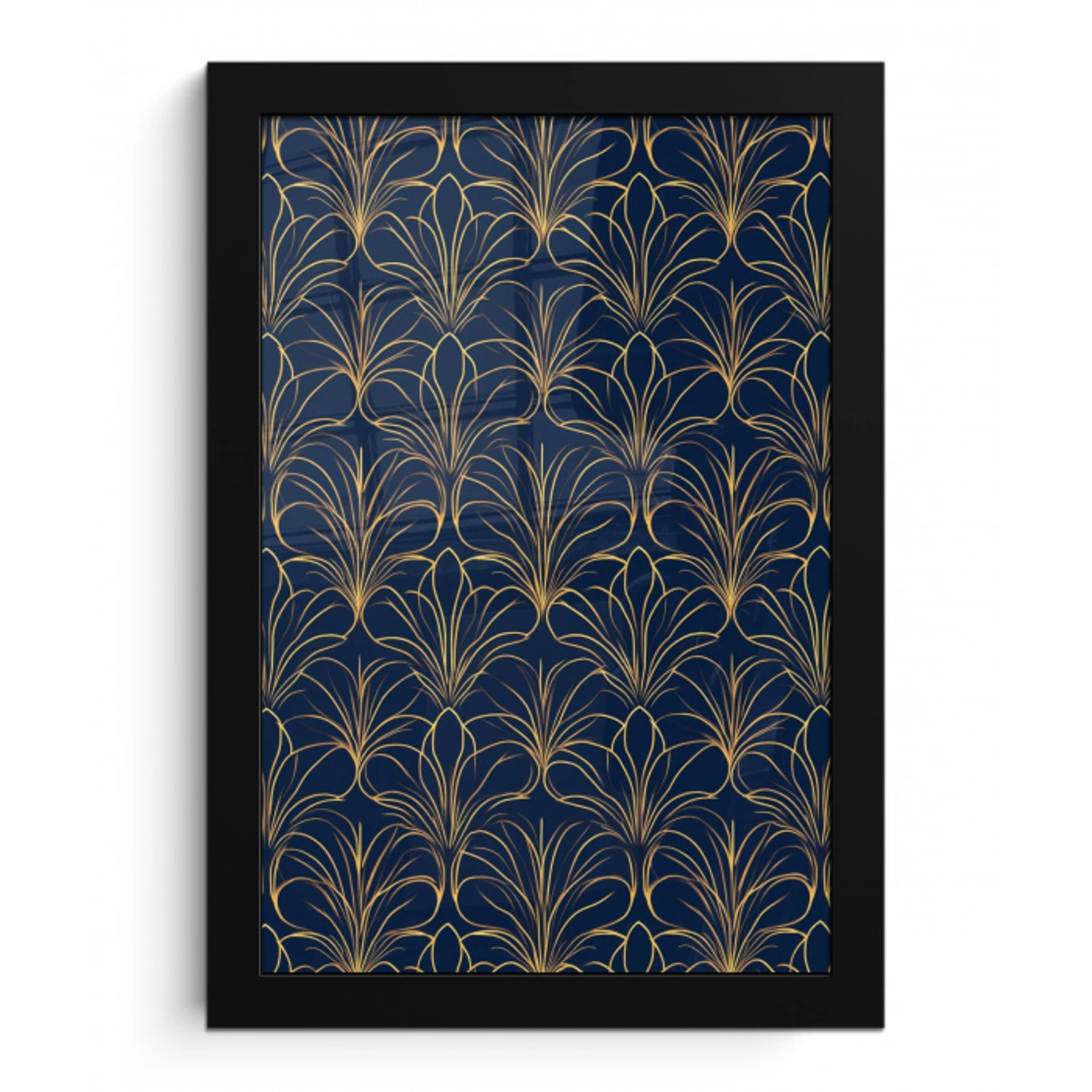 Deco - Waaier - Blauw fotolijst zwart zonder passe partout klein 224 -3d