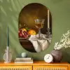 Fruit -  Stilleven - Wijn - Kaars Wandcirkel Ovaal Glas middel -sfeer2