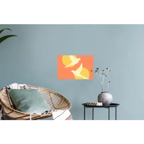 Vogels - Cirkels - Geel Muursticker klein -plant