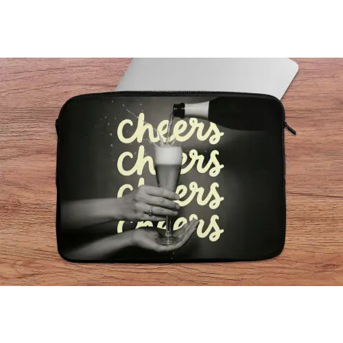 Cheers - Wijn - Zwart - Wit laptophoes neopreen klein -tafel