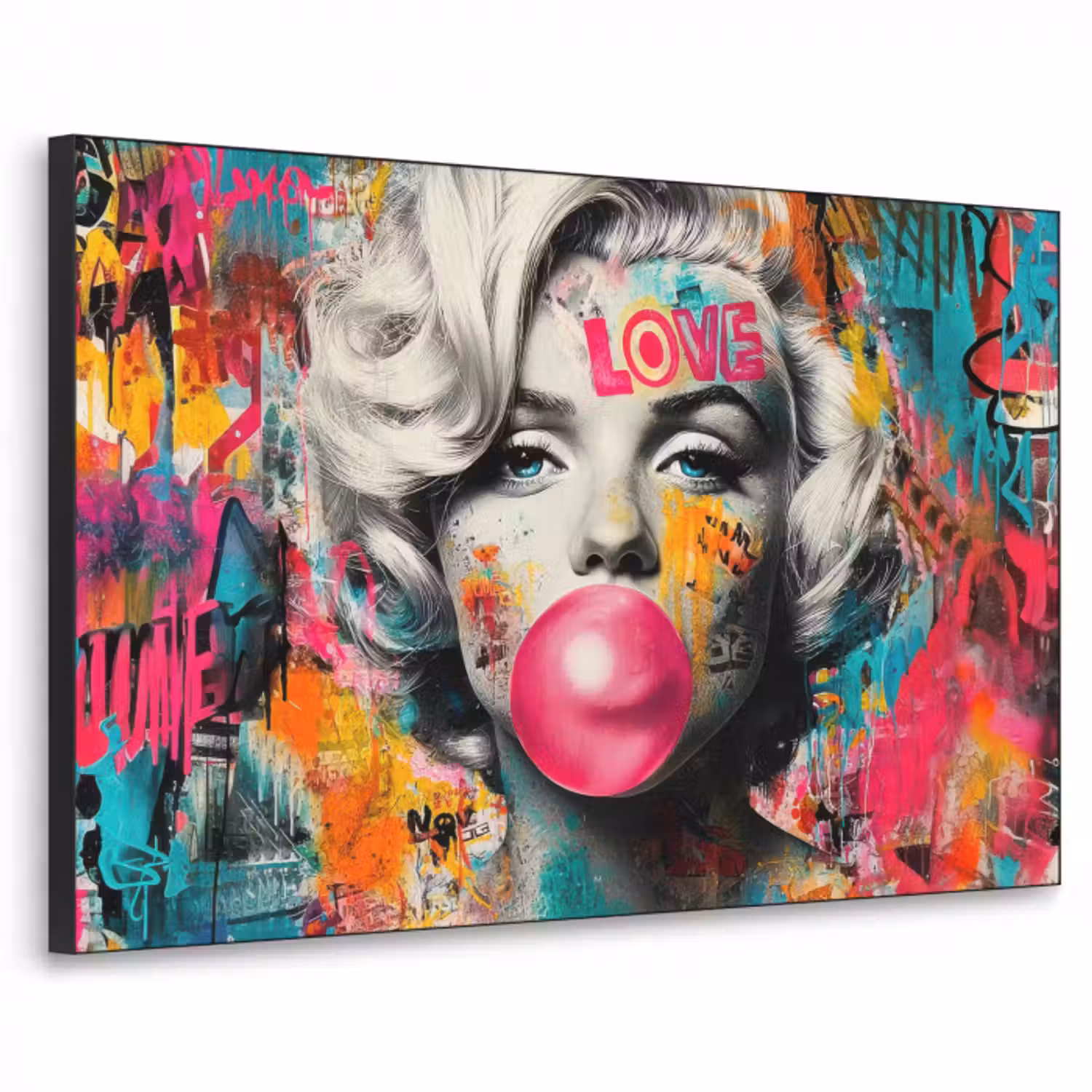 Art Frame - Frau - Kaugummi - Graffiti - Neonfarben