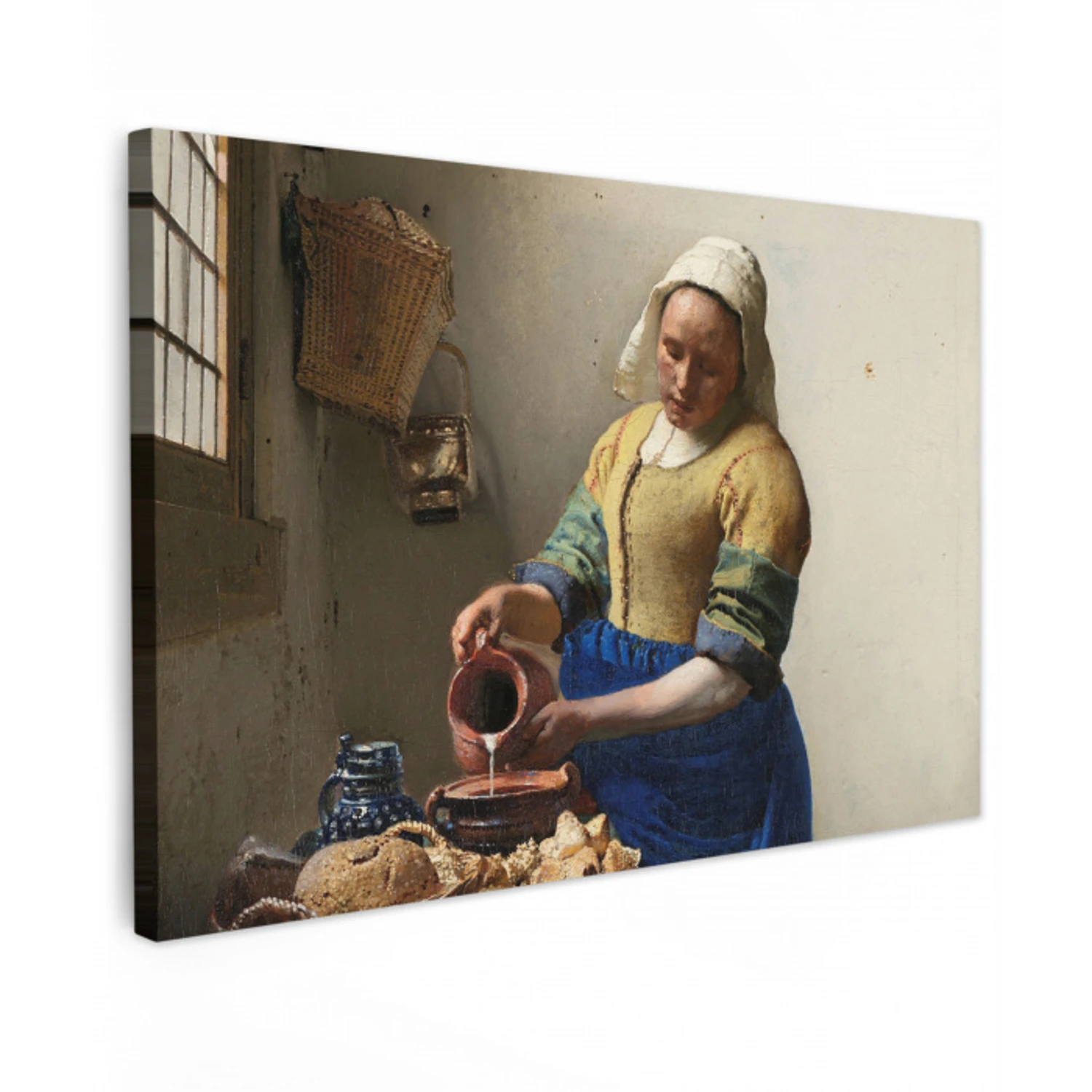Het melkmeisje - Schilderij van Johannes Vermeer canvas 2cm klein -z3d