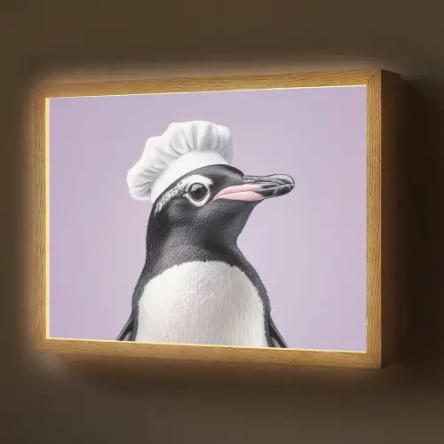 Pinguïn - Koksmuts - Lief - Paars Light Box met batterij (Wandlamp) middel -z3d_website